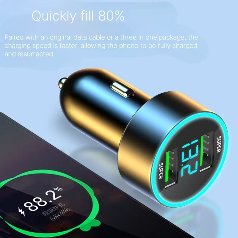 Dual port car phone charger, super fast charging, Apple Android car, one to two cigarette lighter, flash charging head