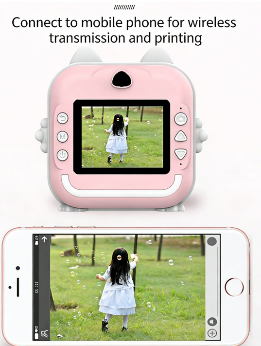 Children's Instant Print Camera – Mini Disposable Camera, Bluetooth HD Digital Camera, Student Gift