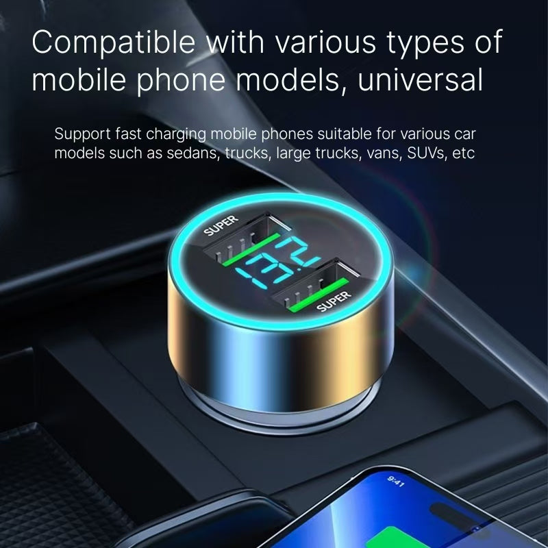 Dual port car phone charger, super fast charging, Apple Android car, one to two cigarette lighter, flash charging head
