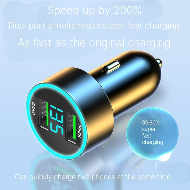 Dual port car phone charger, super fast charging, Apple Android car, one to two cigarette lighter, flash charging head