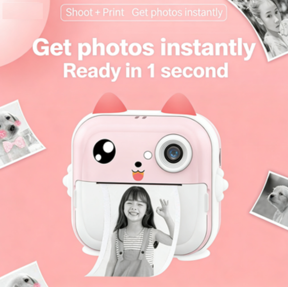 Children's Instant Print Camera – Mini Disposable Camera, Bluetooth HD Digital Camera, Student Gift