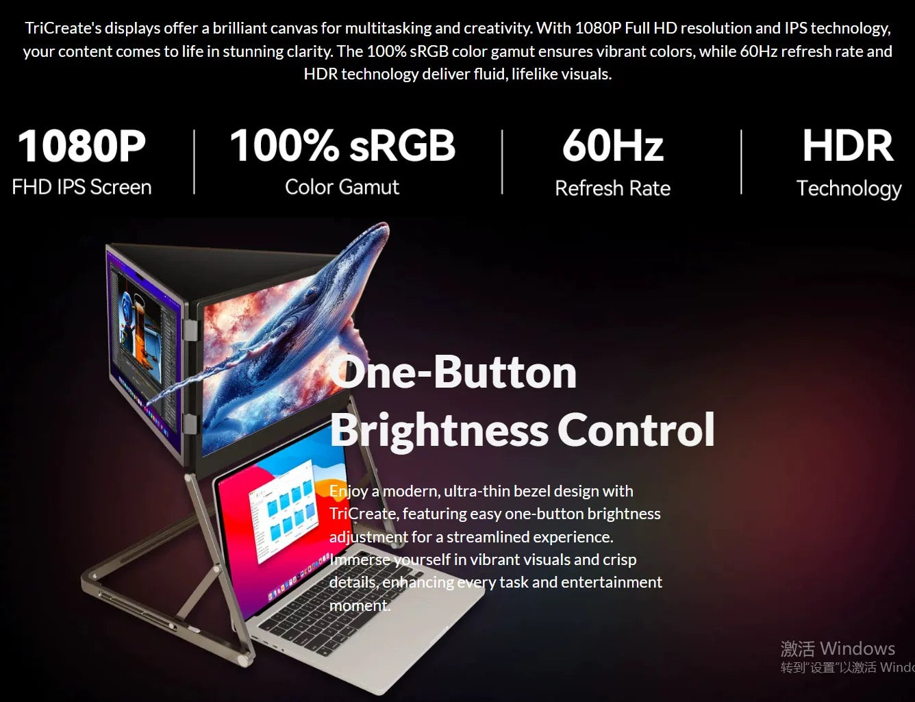 The multi-functional triple-fold screen monitor is suitable for high-end office computers.