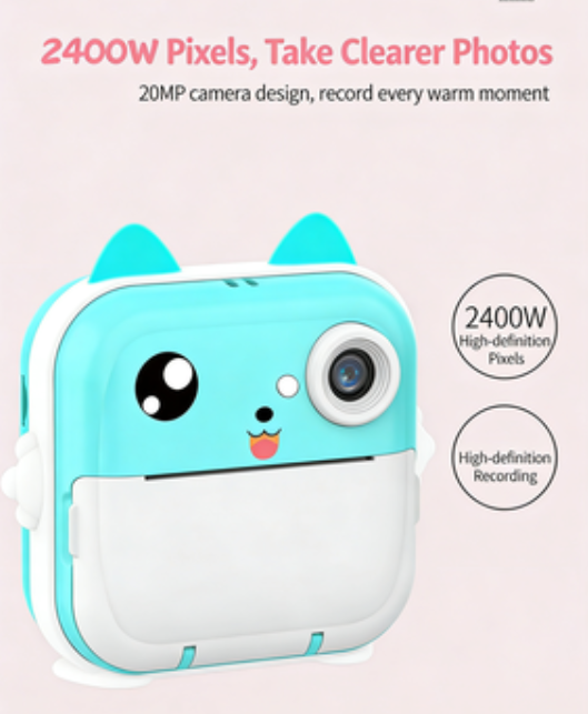 Children's Instant Print Camera – Mini Disposable Camera, Bluetooth HD Digital Camera, Student Gift
