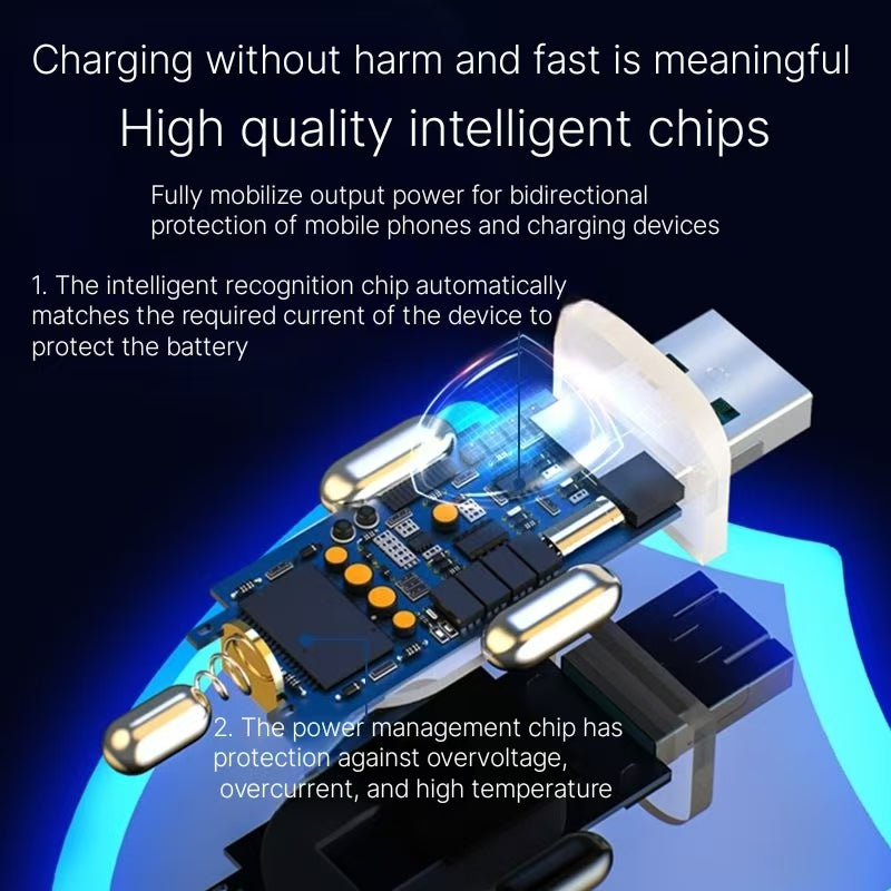Dual port car phone charger, super fast charging, Apple Android car, one to two cigarette lighter, flash charging head