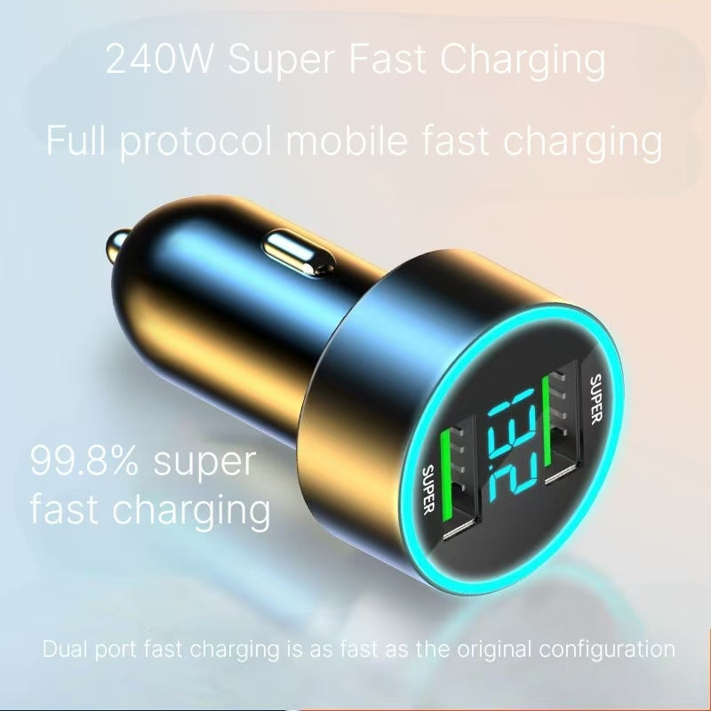 Dual port car phone charger, super fast charging, Apple Android car, one to two cigarette lighter, flash charging head
